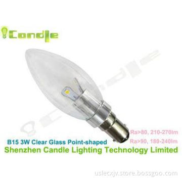 260lm 270lm 3watt Led Candle Lamp E14 / E17 / B22  , 3 Year